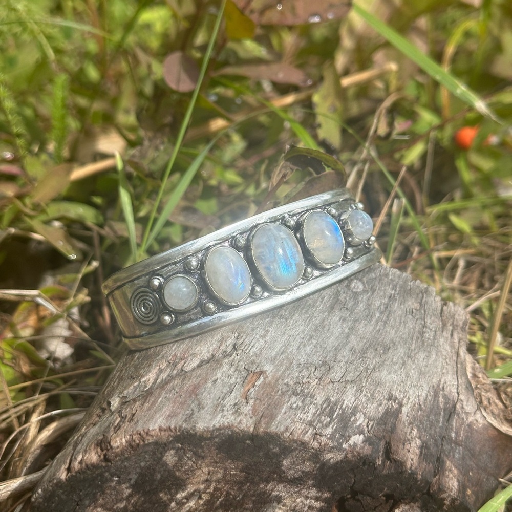 A Sterling Silver Plated Moonstone Bangle